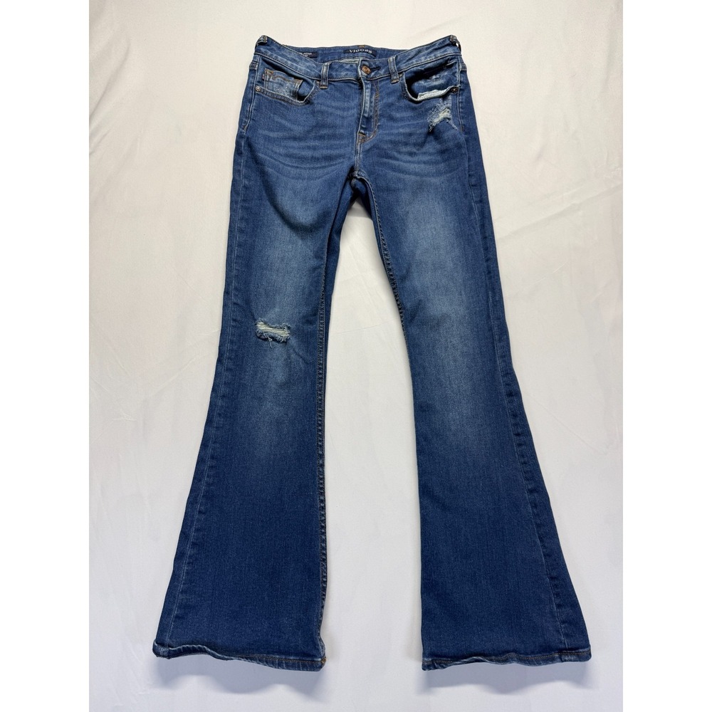 Vigoss The Jagger Flare Jeans Womens 27x32 Blue Medium Wash Denim Distressed